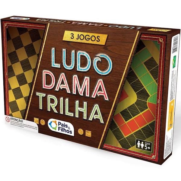 Pais & Filhos - Jogo: LUDO, DAMA e TRILHA Ref.:2801 - Idade: A partir de 6  anos. De 02 a 04 Jogadores no LUDO De 02 Jogadores no DAMA De 02 Jogadores