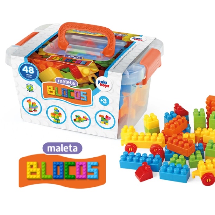 Brinquedo Maleta Blocos De Montar 48 Peças Paki Toys em Promoção