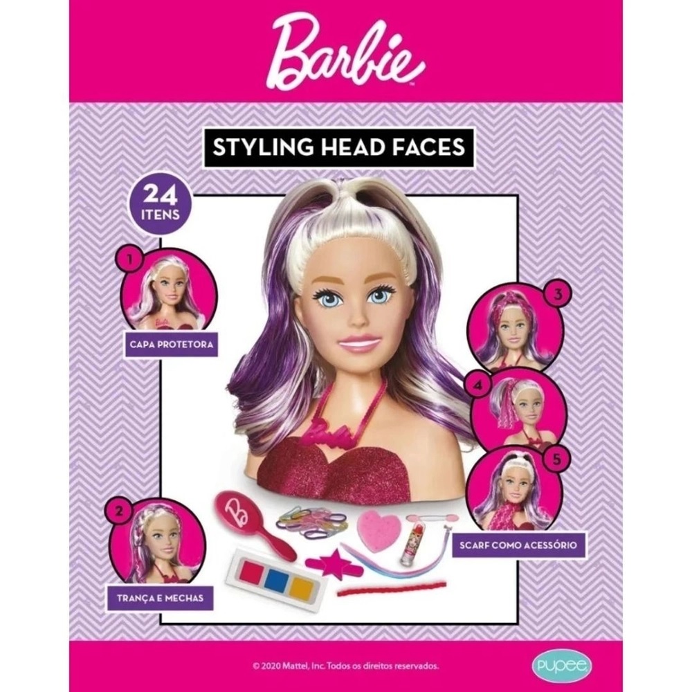 Boneca Barbie Busto - Maquiagem e Cabelo - Pupee - 1265