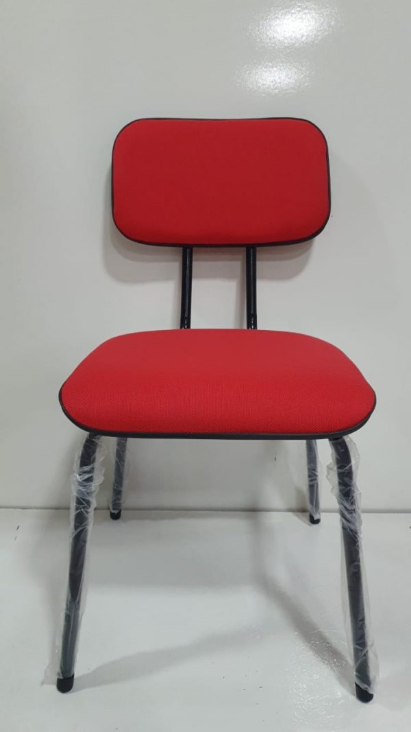 Cadeira Base Fixa Secretária Vermelha Tecido J Serrano Pelezinho
