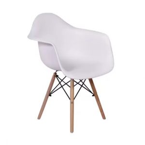 Cadeira Charles Eames Wood Daw Com Braços Cor Branca