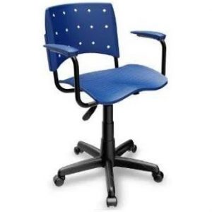 Cadeira Ergoplax Secretária Giratória Azul Bic Com Braço 33970121121