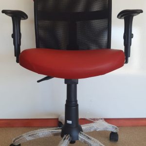 Cadeira Executiva Star Tela Vermelho Base Cromada com Braço Regulavel Sistema Backita Vianflex