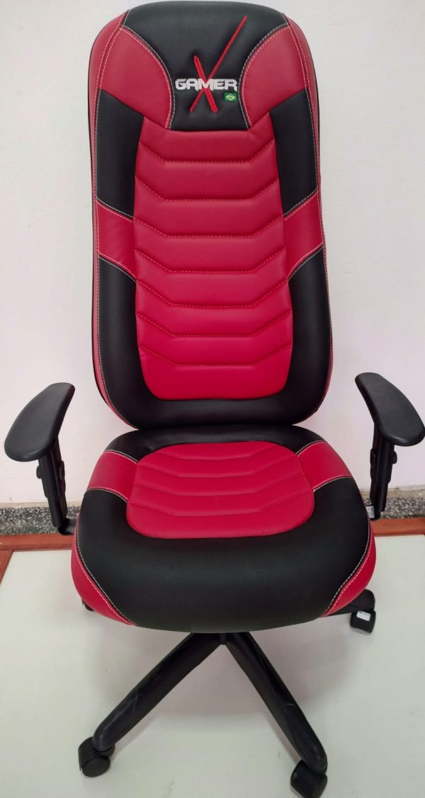 Cadeira Presidente Extra Gamer Vermelho Com Preto Sistema Relaxita Com Braço Gatilho