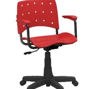 Cadeira Secretária Giratória Ergoplax Cereja Com Braço E Assento Estofado