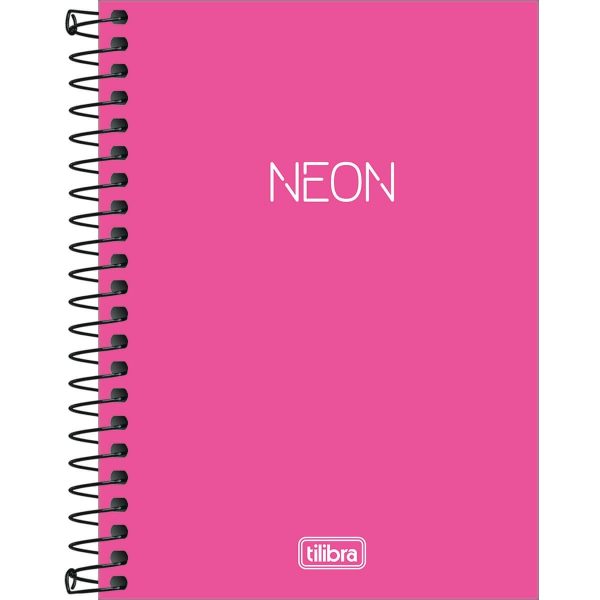Caderneta Espiral Capa Plástica 1/8 sem Pauta Neon Pink 80 Fls Tilibra 302651