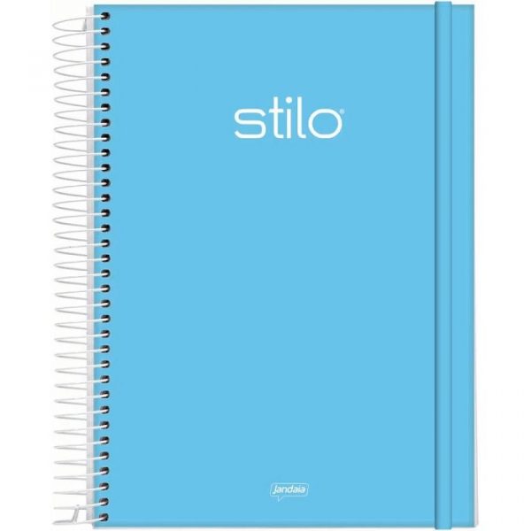 CADERNO 01X1 UNIVERSITARIO STILO AZUL PASTEL COM ELASTICO 80FLS JANDAIA 68860