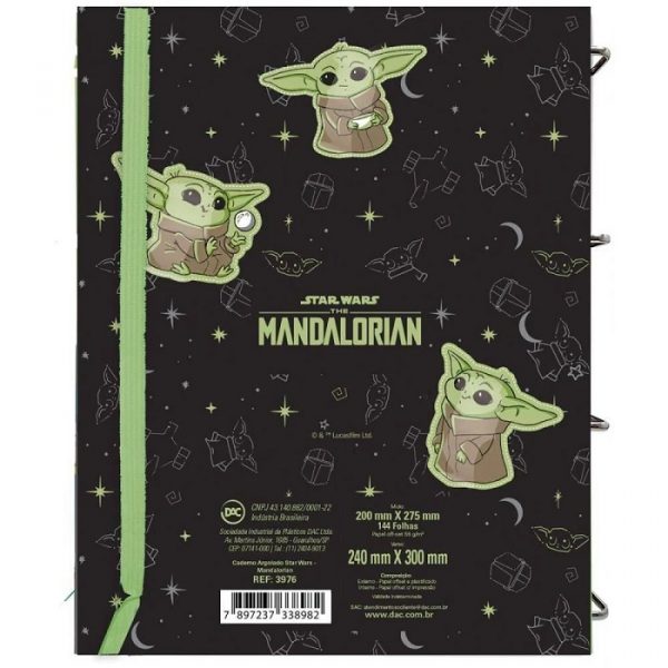 Caderno Argolado Universitário Star Wars Mandalorian Com Elástico 144 Folhas Dac 3976