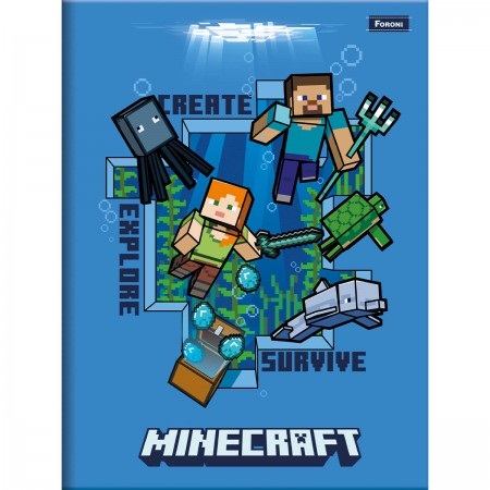 Caderno Brochurão Minecraft Capa Dura 96fls Foroni - Papelaria Criativa