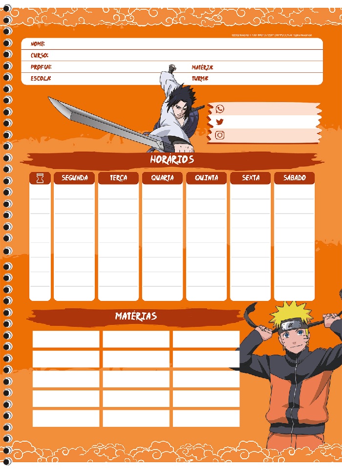 Caderno Brochura 1/4 (pequeno) Capa Dura 80 Fls Naruto São Domingos na  Papelaria Art Nova