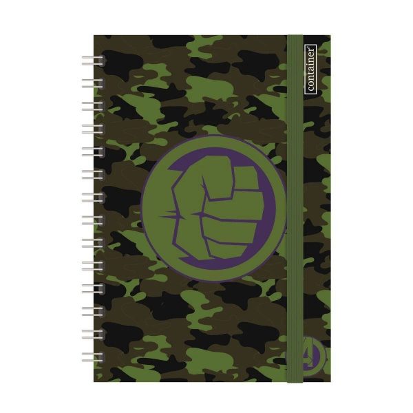 Caderno Colegial 1 Matéria Container Bullet Avengers Hulf 80 Folhas Dermiwil 11787
