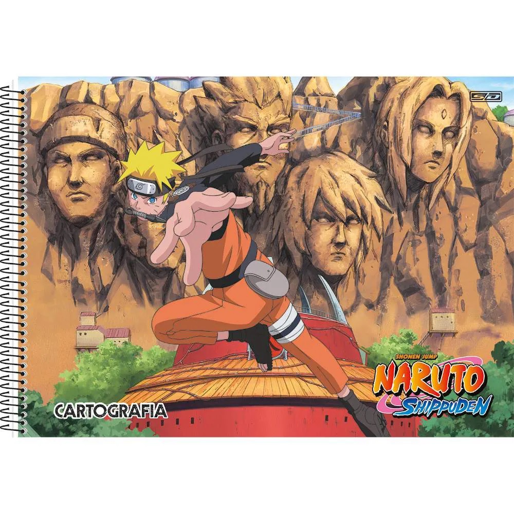 Kit Caderno de Desenho Naruto 60fls Capa Dura C2 São Domingos +