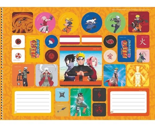 Caderno Naruto Shippuden Desenho e Cartografia Naruto Sasuke - Ri Happy