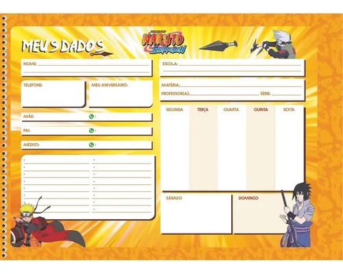 Caderno de Cartografia e Desenho Naruto São Domingos – 80 Folhas - Shopping  Tacaruna