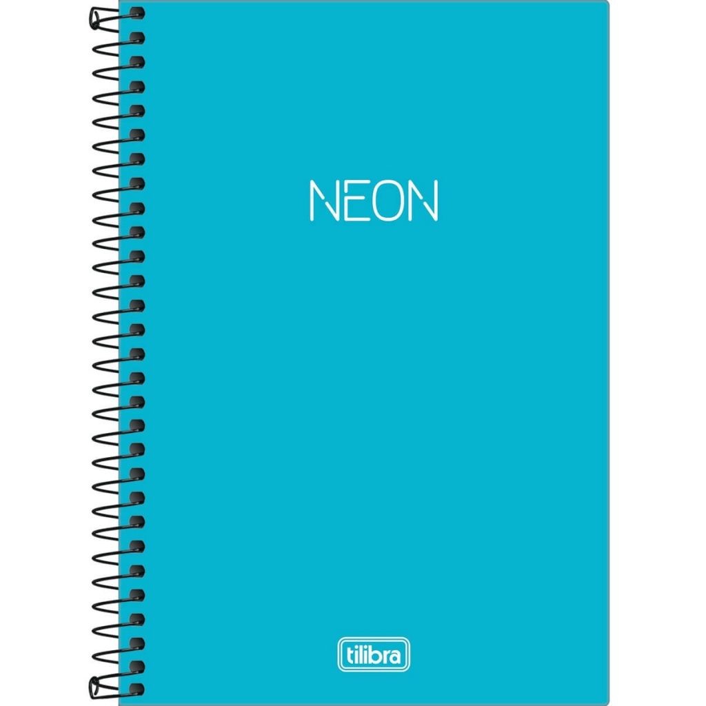 Caderno 1/4 Neon Azul Sem Pauta Capa Plástica 80 Folhas Tilibra 302520 ...