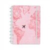 Caderno Inteligente Grande Mapa Mundi By Gogase Rosa 80 Folhas CIGD4107