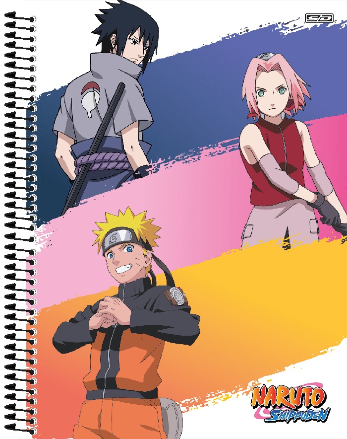 Caderno Naruto Shippuden Desenho e Cartografia Naruto Sasuke - Ri