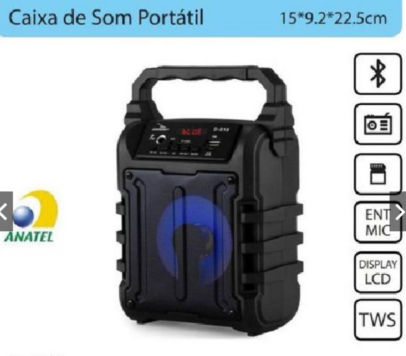 Caixa De Som Grasep Bluetooth 12W RMS V5.0 D-S18
