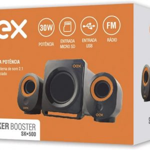Caixa De Som OEX Bluetooh Speaker Booster Preto Laranja SK500