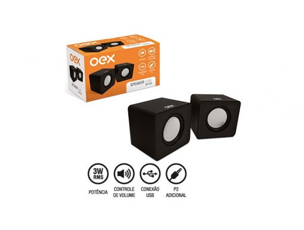 Caixa De Som Oex Speaker Cube Preto SK102