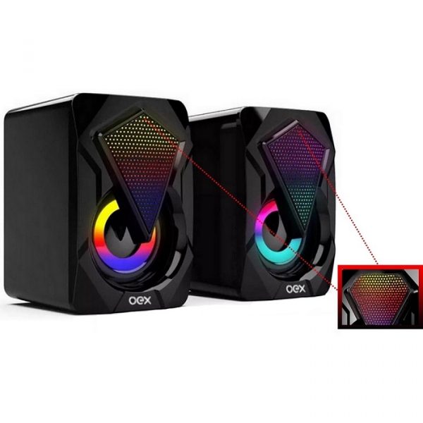 Caixa De Som Oex Speaker Rainbow Preto SK201