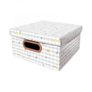 Caixa Organizadora Box Grande Baixa Pequenos Astros Cinza Dello 2326.01.0005