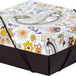 Caixa Presente Quadrada Pequena c/ Elásico Flexivel Floral Rustico Up Box 2224