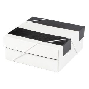 Caixa Presente Quadrada Pequena c/ Elásico Flexivel Listras Black And White Up Box 3101