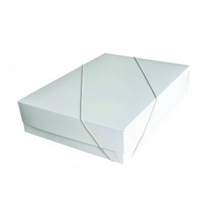 Caixa Presente Retangular Flexível Kraft Branco Grande Com Elástico Cristina G821