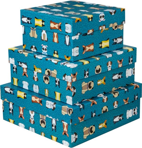 Caixa Presente Up box Quadrada Cachorrinhos Grande