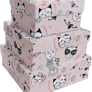 Caixa Presente Up box Quadrada Gatinhas Miau Grande