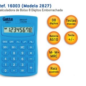 Calculadora Bolso 8 Dígitos Azul Gatte 2827