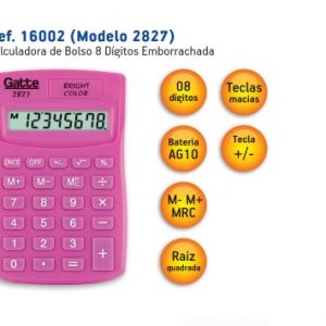 Calculadora Bolso 8 Dígitos Rosa Gatte 2827