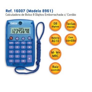 Calculadora de Bolso 8 Dígitos c/ Cordão Azul 16007 Gatte