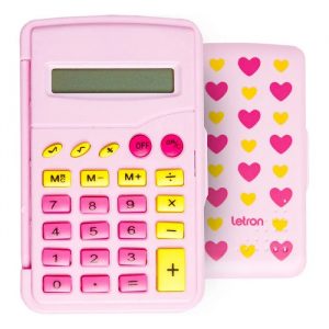Calculadora De Bolso Flip Estampada Pink 8 Dígitos Letron 99325