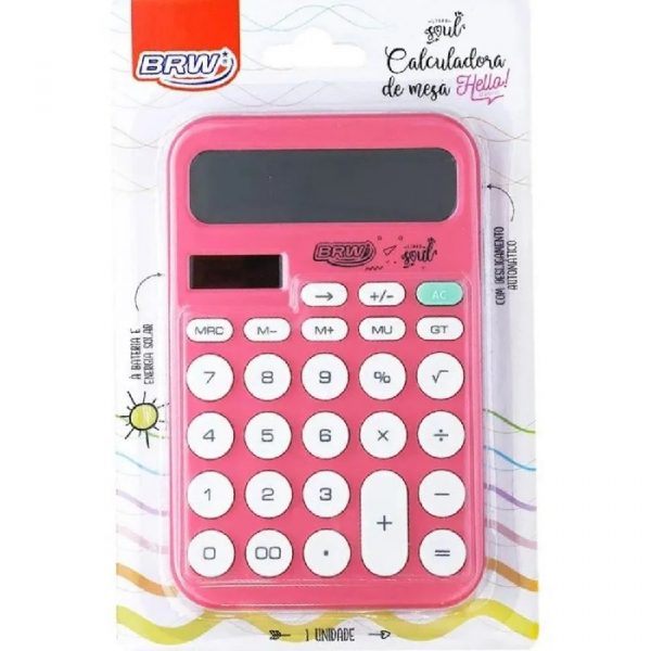 Calculadora Grande 12 Dígitos Rosa BRW CC4003