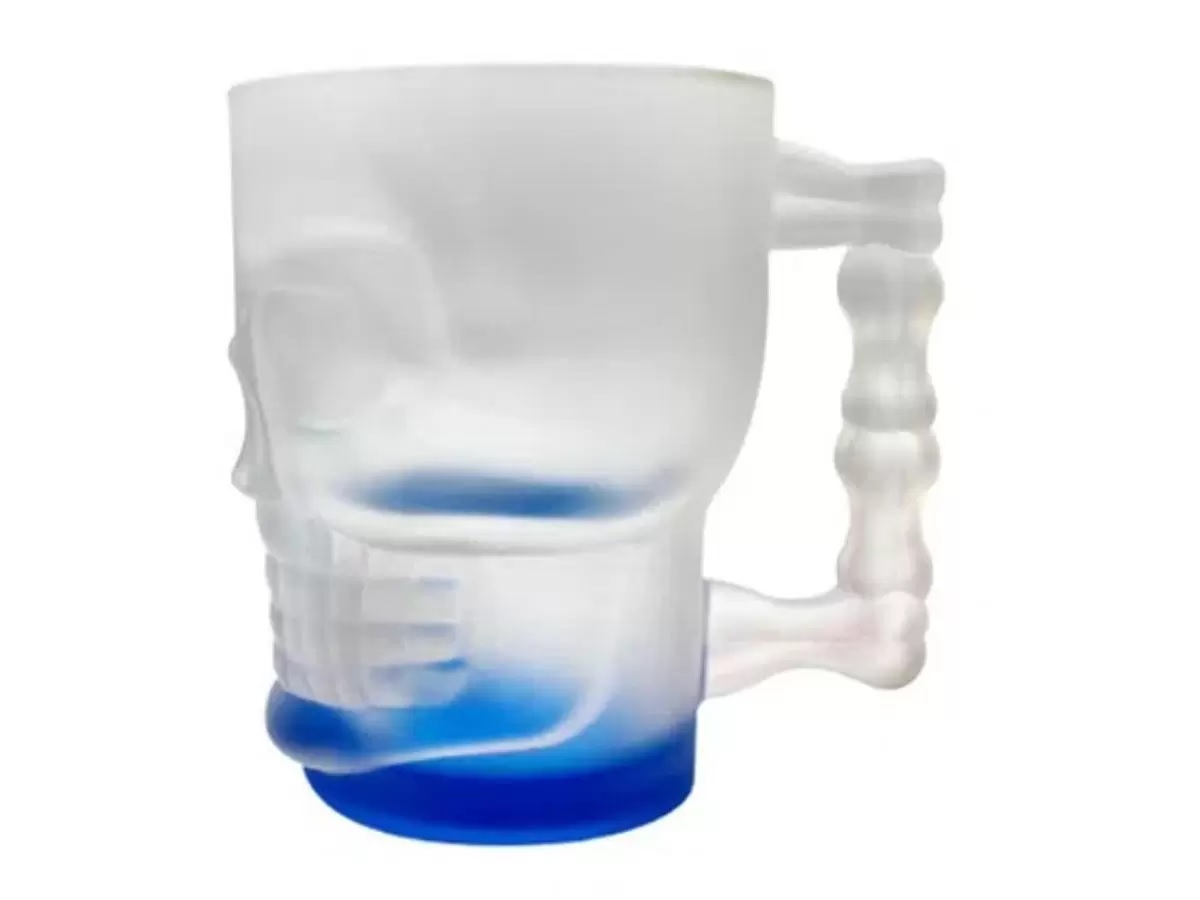Caneca De Vidro Caveira Azul 600ml - Unika 3038