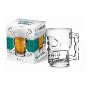 Caneca de Vidro Chopp Cerveja Caveira 380ml - Brasfoot 2478