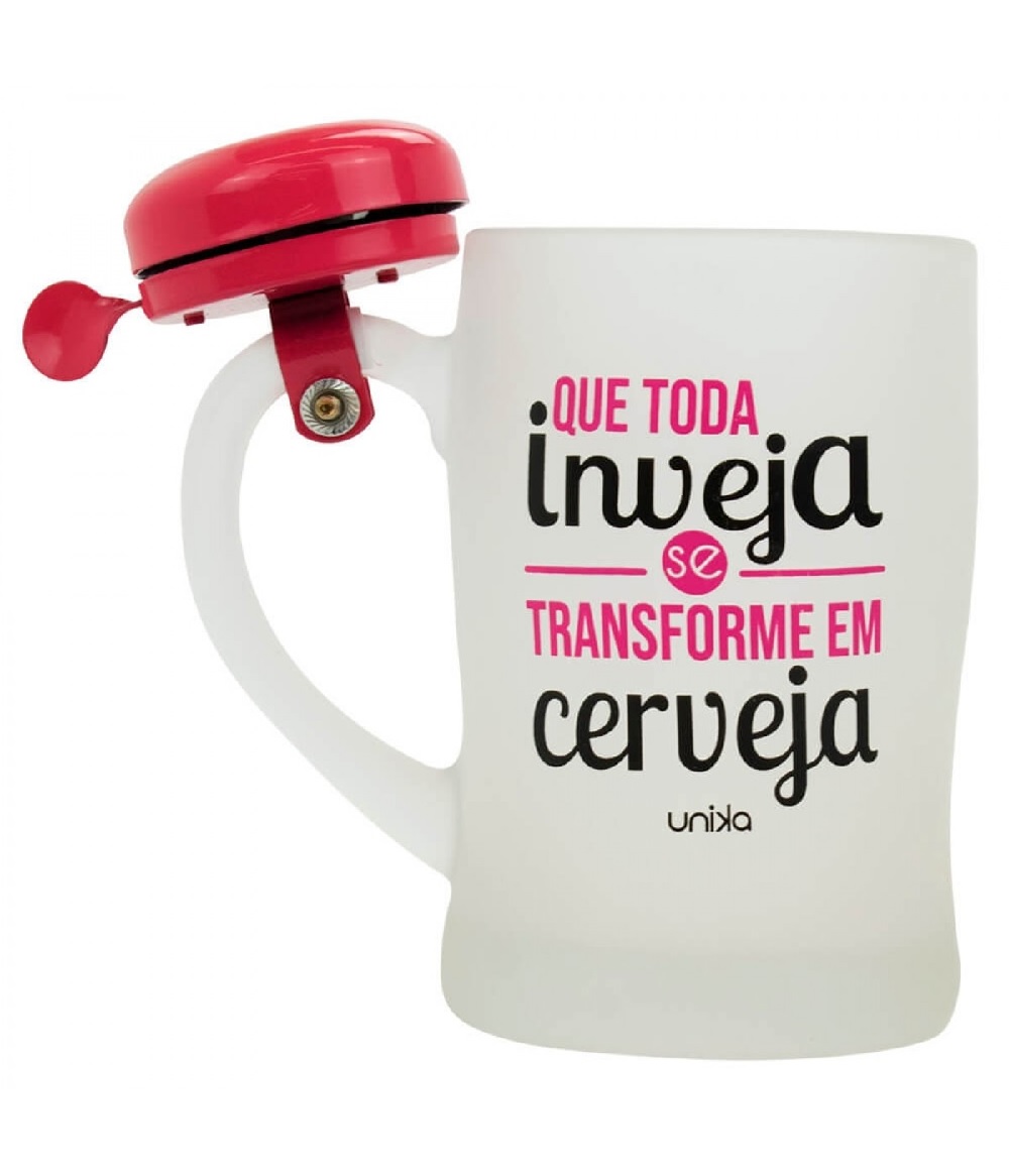 Caneca De Vidro Inveja Com Campainha 400ml - Unika 3034