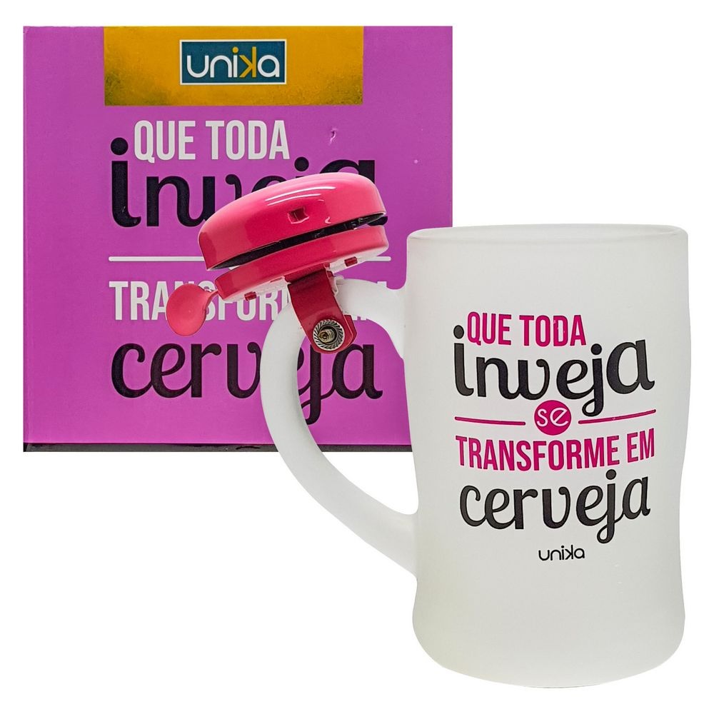 Caneca De Vidro Inveja Com Campainha 400ml - Unika 3034