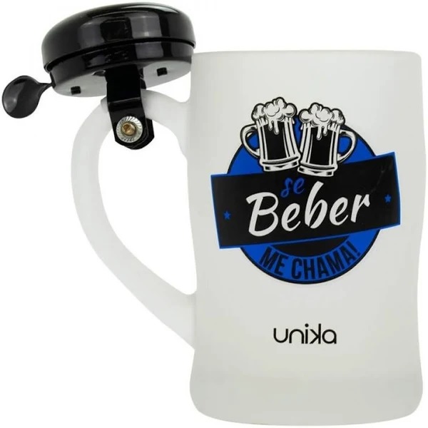 Caneca De Vidro Se Beber Me Chama Com Campainha 400ml - Unika 3046