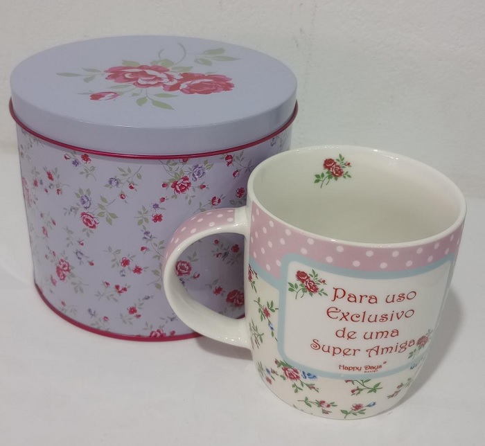 Caneca Porcelana Para Uso Exclusivo De Uma Super Amiga Na Lata Happy Days 300ML