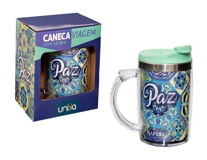 Caneca Viagem Com Tampa Paz 350ml - Unika 383