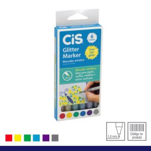 Caneta Cis Glitter Marker 1.0mm 6 Cores 580600