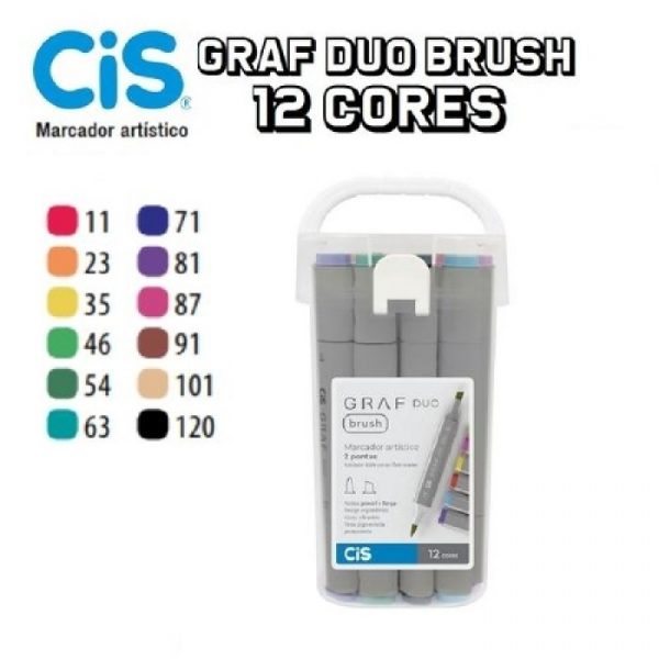 Caneta Cis Graf Duo Brush 06 Cores Tons Pastel 608800