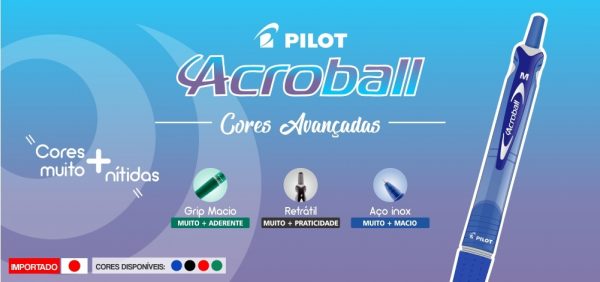 Caneta Esferografica Pilot Acroball Retratil Media Azul C/12