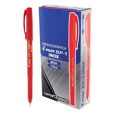 Caneta Esferografica Pilot Bp1 Inox 1.0 Vermelho C/12 Unidades