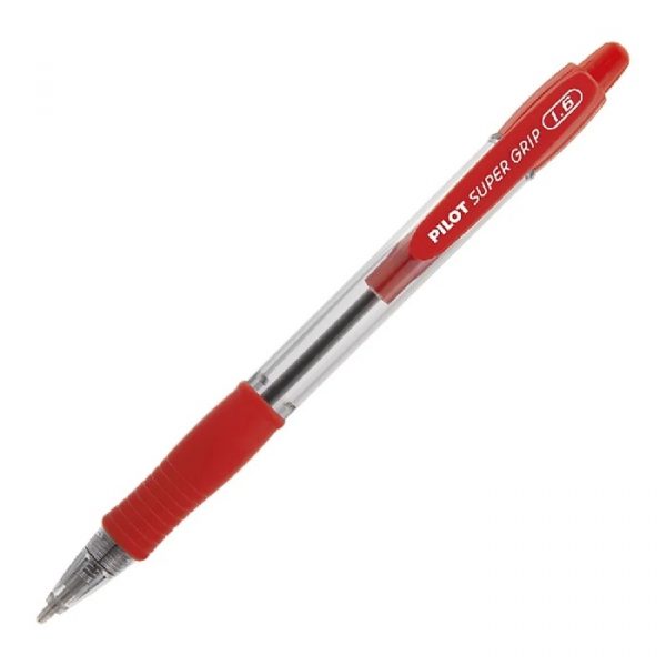 Caneta Esferografica Pilot Super Grip Retratil 1.6 Grossa Vermelho C/12 Unidades