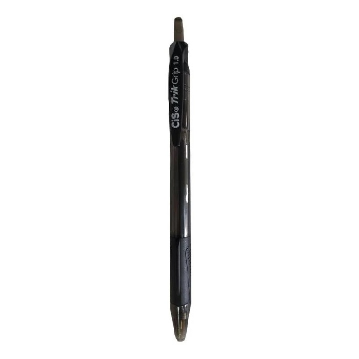 Caneta Esferográfica Cis 1.0 mm Preto Trik Grip Retrátil C/12 Unidades 761400