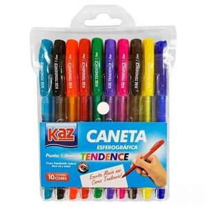 Caneta Esferográfica Kaz Tendence 1.0mm Com 10 Cores Kaz KZ98146